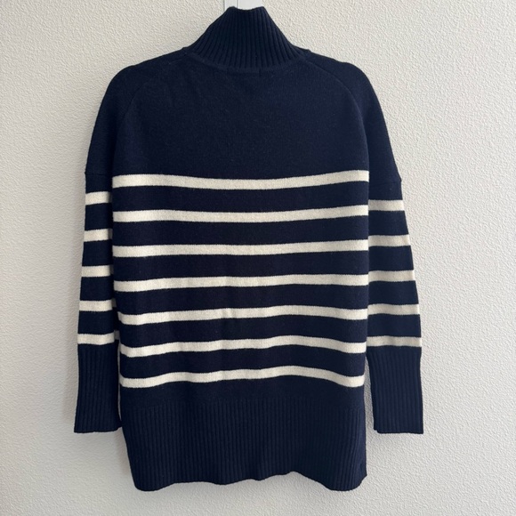 Boden Jessica Navy Blue Oversized High Neck Knit Jumper Sweater Stripe Mock Neck - Picture 9 of 12